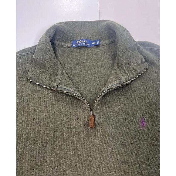 Polo Ralph Lauren 1/4 Zip Sweater Mens XXL Green Mock Neck Sweatshirt Preppy - Picture 5 of 13